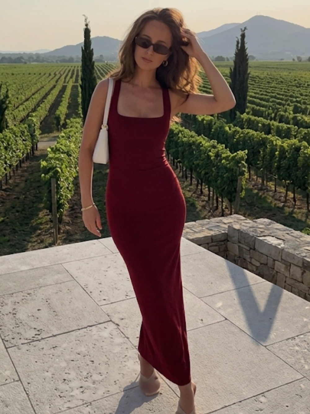 ZARA Red Criss Cross Halter Neck Maxi Dress with Slit Size S